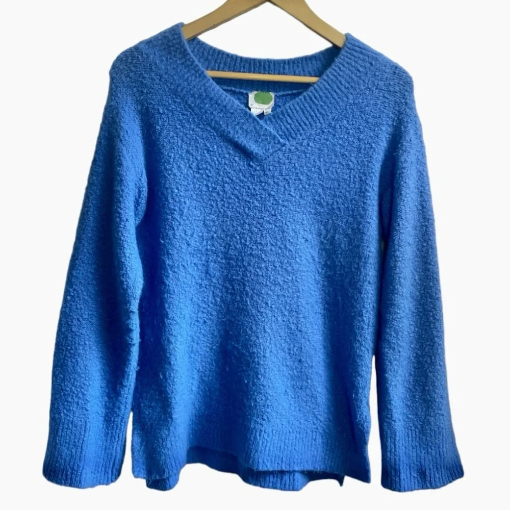 Anthropologie Blue Clayton V-Neck Merino/Alpaca Sweater, XS